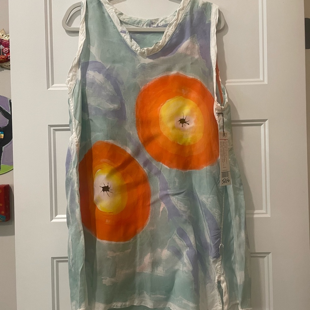 Women's Skif Sleeveless Tunic Dress/Top with Orange and Blue Design